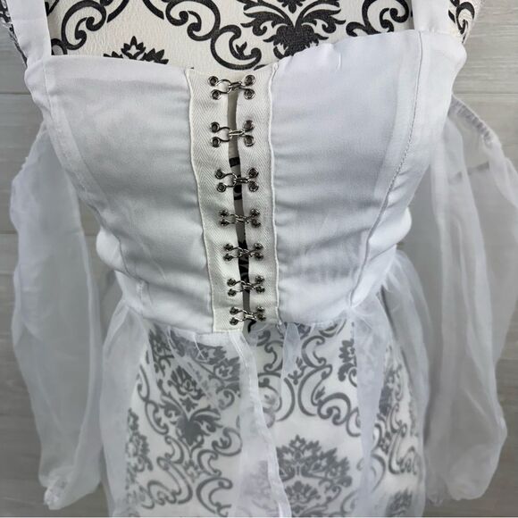 Showpo White Sheer Sleeve Corset-Style Top 4 - Picture 3 of 9